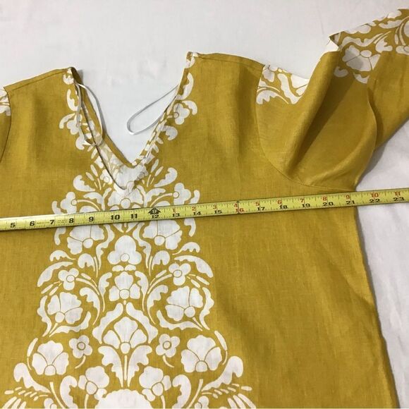 Boden Yellow Linen Wide Sleeve Top New Size 6 - Picture 11 of 12